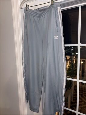 Adidas Women’s Pale Blue Joggers with White Stripes